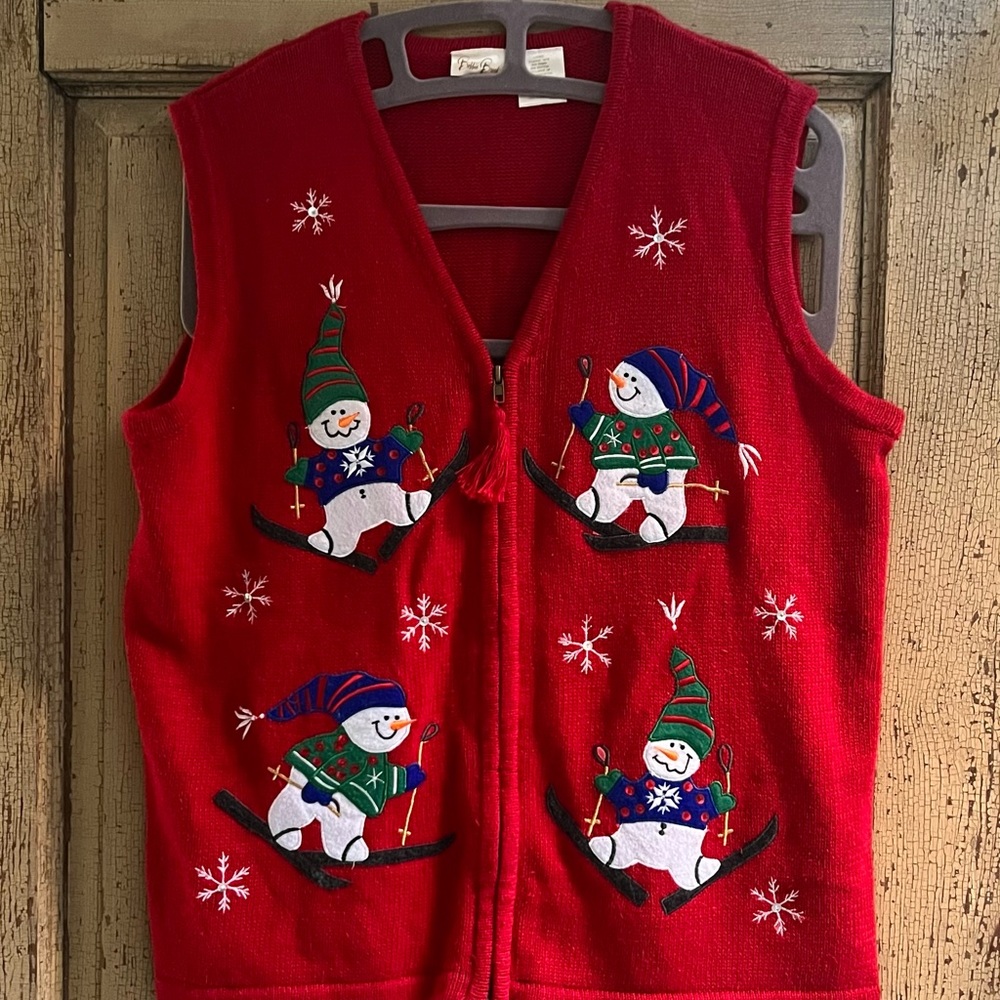 Christmas Vest - Bobbie Brooks XL Skiing Snowman- UGLY CHRISTMAS SWEATER VEST
